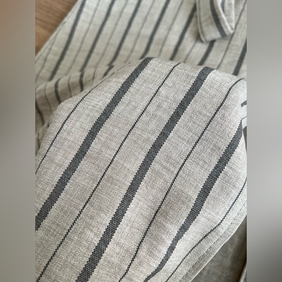 NYCC Beige Striped A-Line Midi Skirt with Tie and button Front - Picture 5 of 7